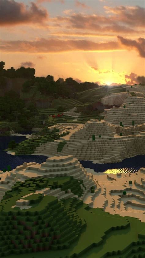 Download Minecraft Phone Nature Sunset Wallpaper