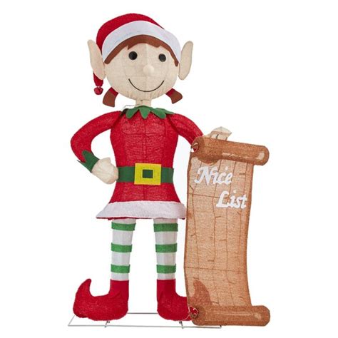 The Twillery Co Girl Elf With Santas Nice List Lighted Display
