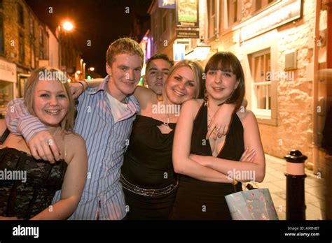 A Group Of Friends Out On The Town On A Saturday Night In Lancaster