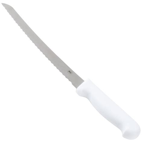 9 12 Curved Serrated Bread Knife With White Polypropylene Handle