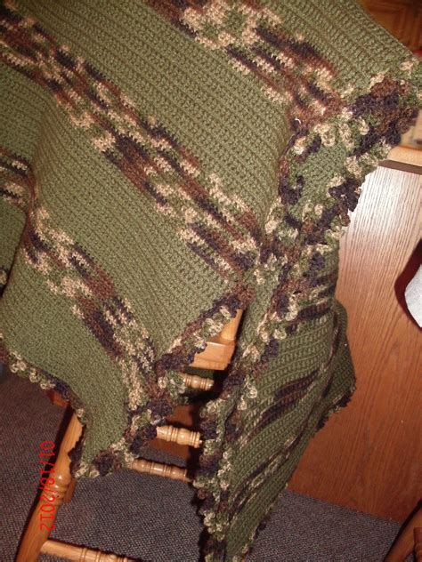 Camouflage Crochet Blanket Hunting Colors Afghan Queen King Size Camo