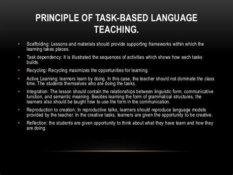 The Implementation Of Task Based Language Teaching In Teaching