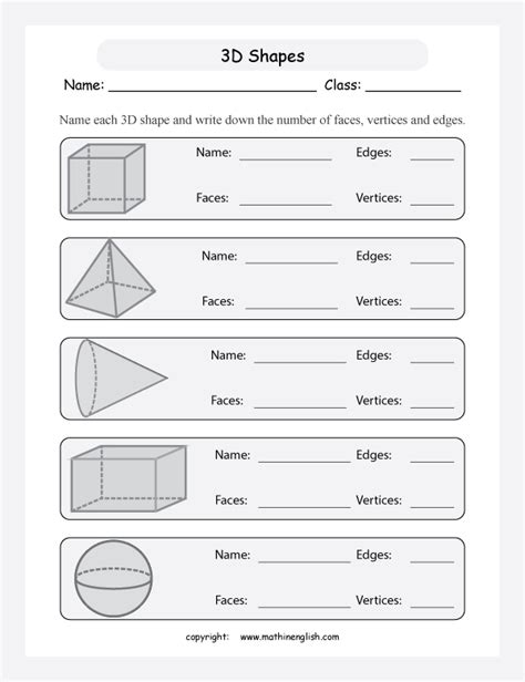 3d Shapes Grade 3 Worksheets Free Worksheet