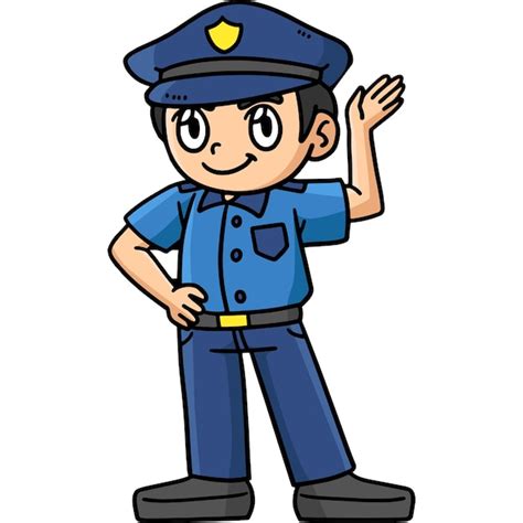 Policier Dessin Animé Coloré Clipart Illustration Vecteur Premium