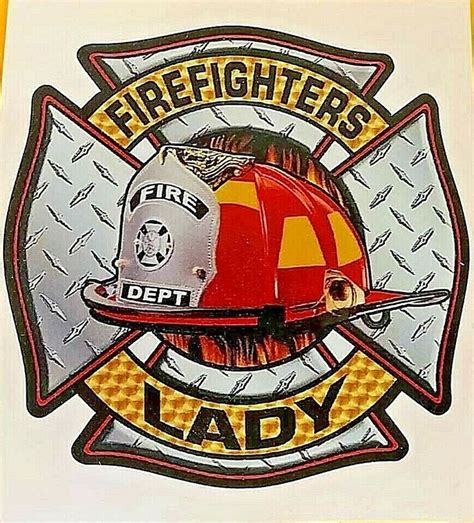 Firefighters Lady Highly Reflective Full Color Diamond Plate Decal