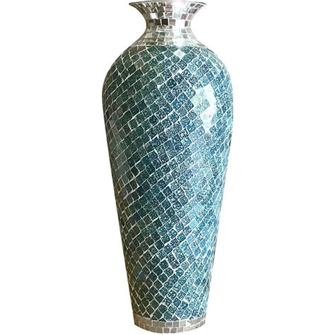 Tall Turquoise Glass Floor Vase White Indoor Use Only And Stone Indoor Outdoor Use