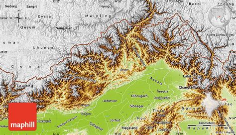 Physical Map Of The Arunachal Pradesh Showing Plateaus Deserts River