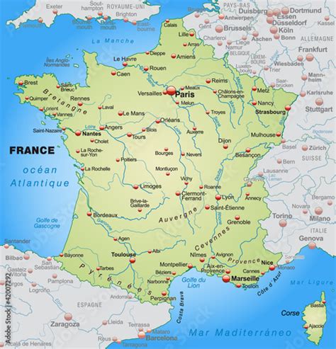 Map Of France With Neighboring Countries Stock Vector Adobe Stock