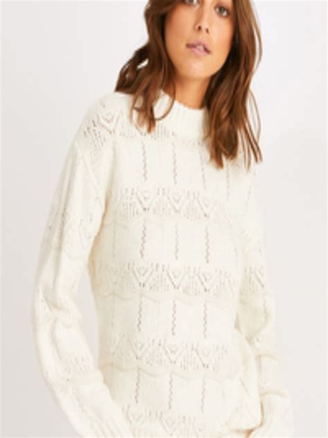 buy promod women off white self design pullover sweater sweaters for women 11020934 myntra