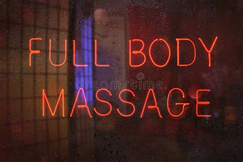 Vintage Neon Sign In Window Full Body Massage Stock Photo Image Of