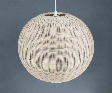 Rattan Pendant Lights Ball Hanging Lamps Sphere Pendant Etsy Plug In