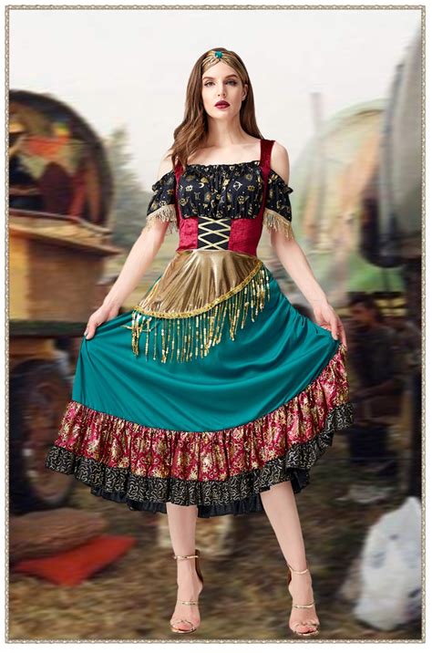 Womens Gypsy Girl Fortune Teller Costume Ladies Mystic Fancy Dress Plus