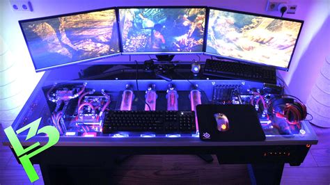 Epic Liquid Cooled Pc In A Desk Computer Gaming Room Cool Computer