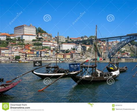 Rabelo Boats And Ponte Luis I In Porto Editorial Stock Photo Image Of
