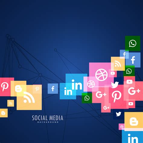Blue Background With Social Media Icons Download Free Vector Art