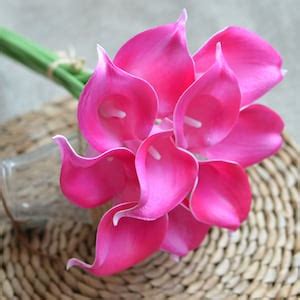 Hot Pink Fuchsia Calla Lilies Real Touch Flowers Diy Silk Etsy