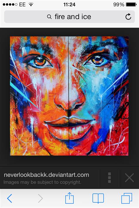 Abstract Replica Of Fire And Ice Face Oil Painting Abstract Portrait