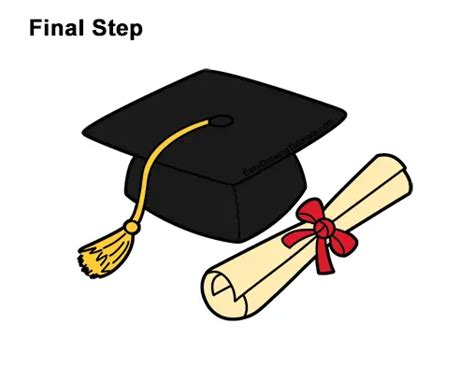 How To Draw A Graduation Cap With Diploma Video And Step By Step Pictures