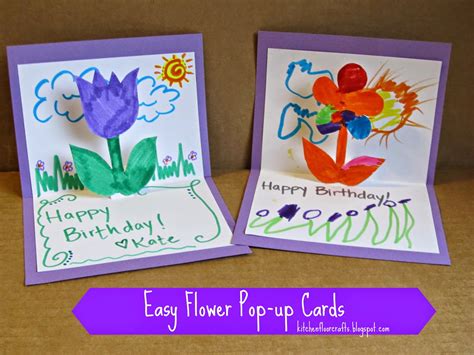 Now we're going to use those flowers to make a bouquet. Kitchen Floor Crafts: Easy Flower Pop-Up Cards