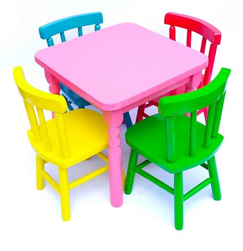 Mesa Infantil Colorida De Madeira Com 4 Cadeiras Dsm R 74999 Em