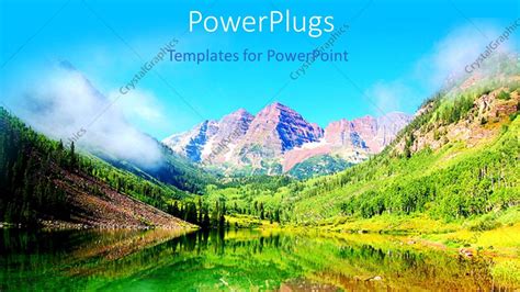 Powerpoint Template A Colorful Background With Mountains And A Lake