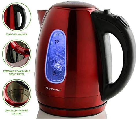 Ovente 17 Liter Bpa Free Stainless Steel Cordless Electric