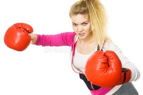Woman Wearing Boxing Gloves Stock Image Image Of Defense Woman