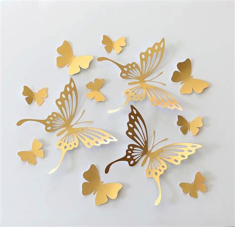 26 Gold Butterfly Wall Decal Gold Paper Butterflies Gold Etsy