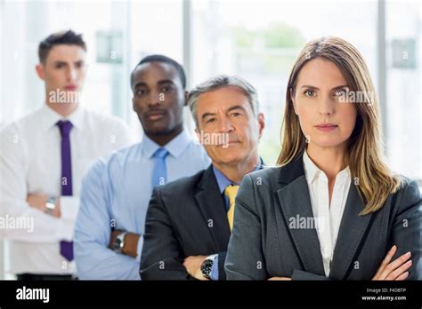 Business Serious People Posing Together Stock Photo Alamy