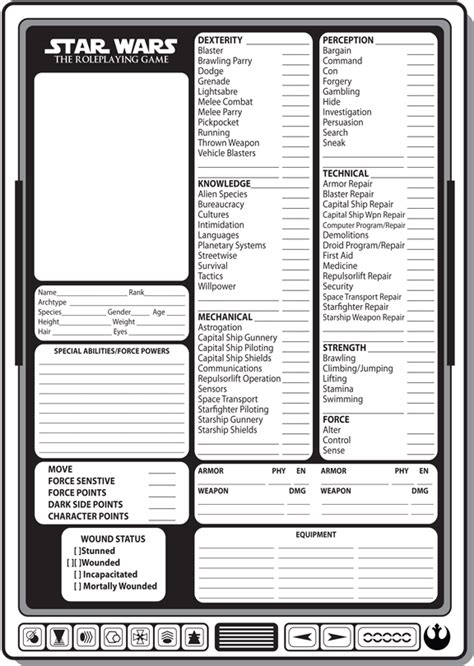 Star Wars D6 Character Sheets Retro Rpg Library D6 Star Wars