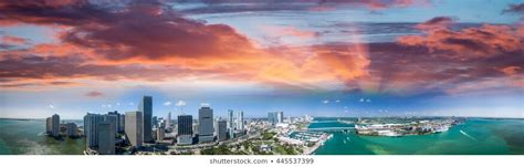 Miami Beach Aerial Skyline Dusk Florida Stock Photo 553803886