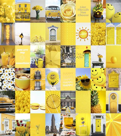 Yellow Collage Kit Yellow Aesthetic Wall Collage Kit Photo Etsy