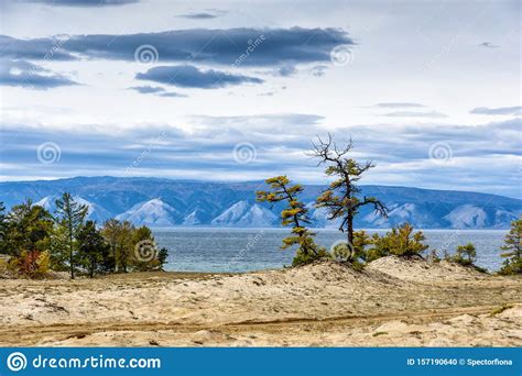 Lake Baikal Tree And Mountains Of Siberia With Beautiful Sky And