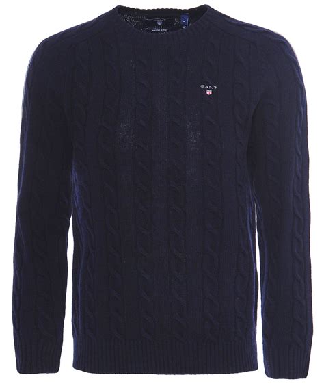 Gant Lambswool Cable Knit Jumper In Blue For Men Lyst
