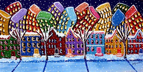 City Neighborhood In Winter Painting By Renie Britenbucher Fine Art