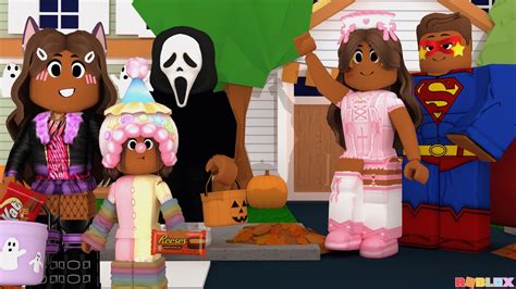 Our Family Went Trick Or Treating Halloween Night Roblox Bloxburg Roleplay Roleplay Youtube