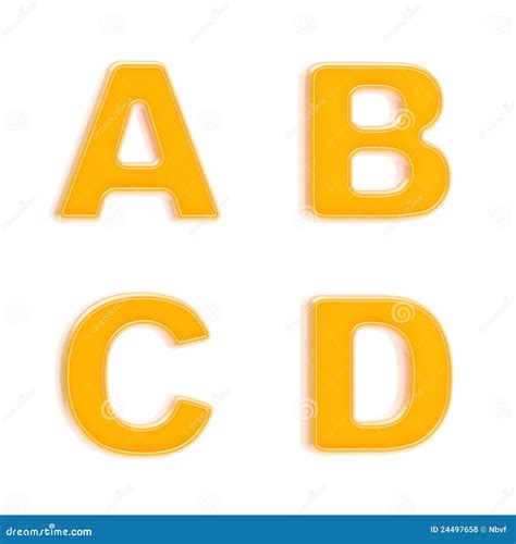Abc Set Of Four Glossy Orange Plastic Letters Stock Illustration