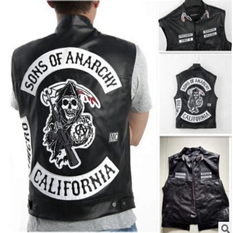 Buy Sons Of Anarchy Embroidery Leather Rock Punk Vest Cosplay Costume