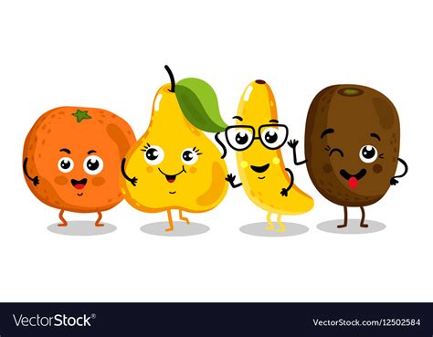 Funny Fruit Isolated Cartoon Characters Royalty Free Vector