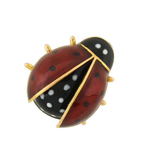 Vintage 14kt Enamel Ladybug Pin A Brandt Son