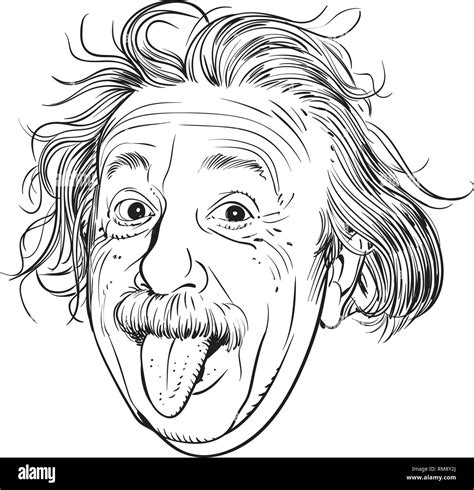 Albert Einstein Ritratto In Linea Tecnica Illustrazione Egli Era Un