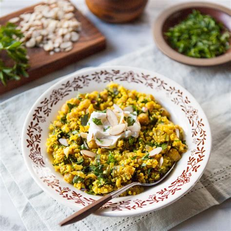 Add the cauliflower couscous to the herbs, along with all the remaining ingredients, seasoning with salt and pepper to taste. Curried Cauliflower Couscous with Chickpeas and Chard | A ...