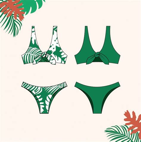 Premium Vector Illustration Of Womens Bikini Green Bikini Swimsuit
