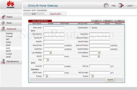 Huawei Echolife Hg Screenshot Advanced Qos Classification