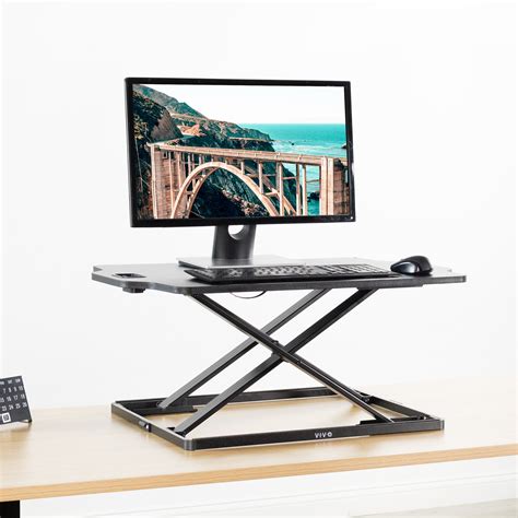 Vivo Black Height Adjustable Standing 32 Desk Sit Stand Tabletop