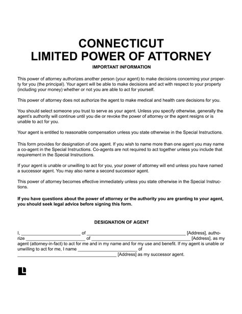 Free Connecticut Power Of Attorney Forms Pdf And Word