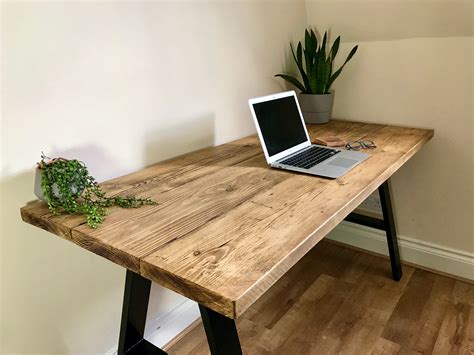 Rustic Desk With A Frame Legs Wfh Industrial Desk Etsy Uk