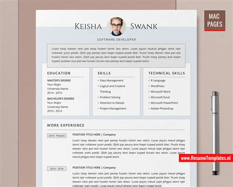 For Mac Pages Modern Resume Template Cv Template For Mac Pages