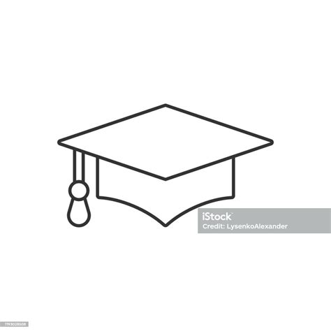 Graduierung Hutsymbol Im Flachen Stil Schüler Kappe Vektorillustration