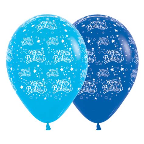 Sempertex 30cm Happy Birthday Stars Fashion Blue And Royal Blue Latex
